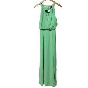 Vince Camuto Dress Green Maxi Lined Mirror Neckline Accent Dress Size 0 NEW NWT